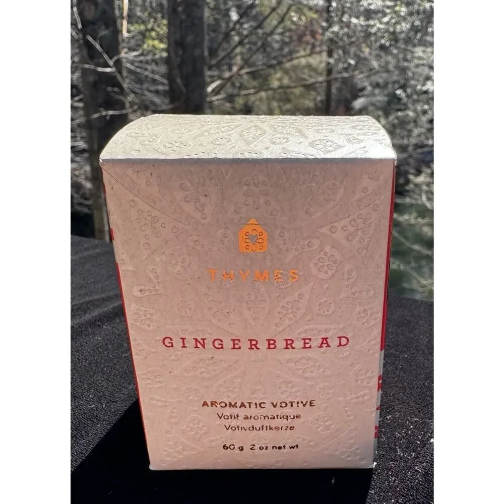 Thymes Gingerbread Candle 60g 2oz Aromatic Votive Glass In Box Holiday